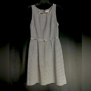 Merona Black White Stripe Fit & Flare Sleeveless Skater Dress Women’s S/P